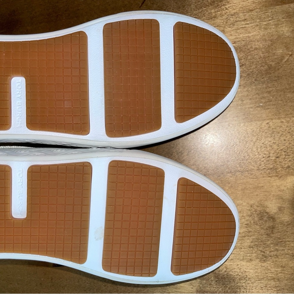 Tory Burch Ladybug Sneakers White and Tan Leather Like New! Size 7.5 M - Picture 13 of 14